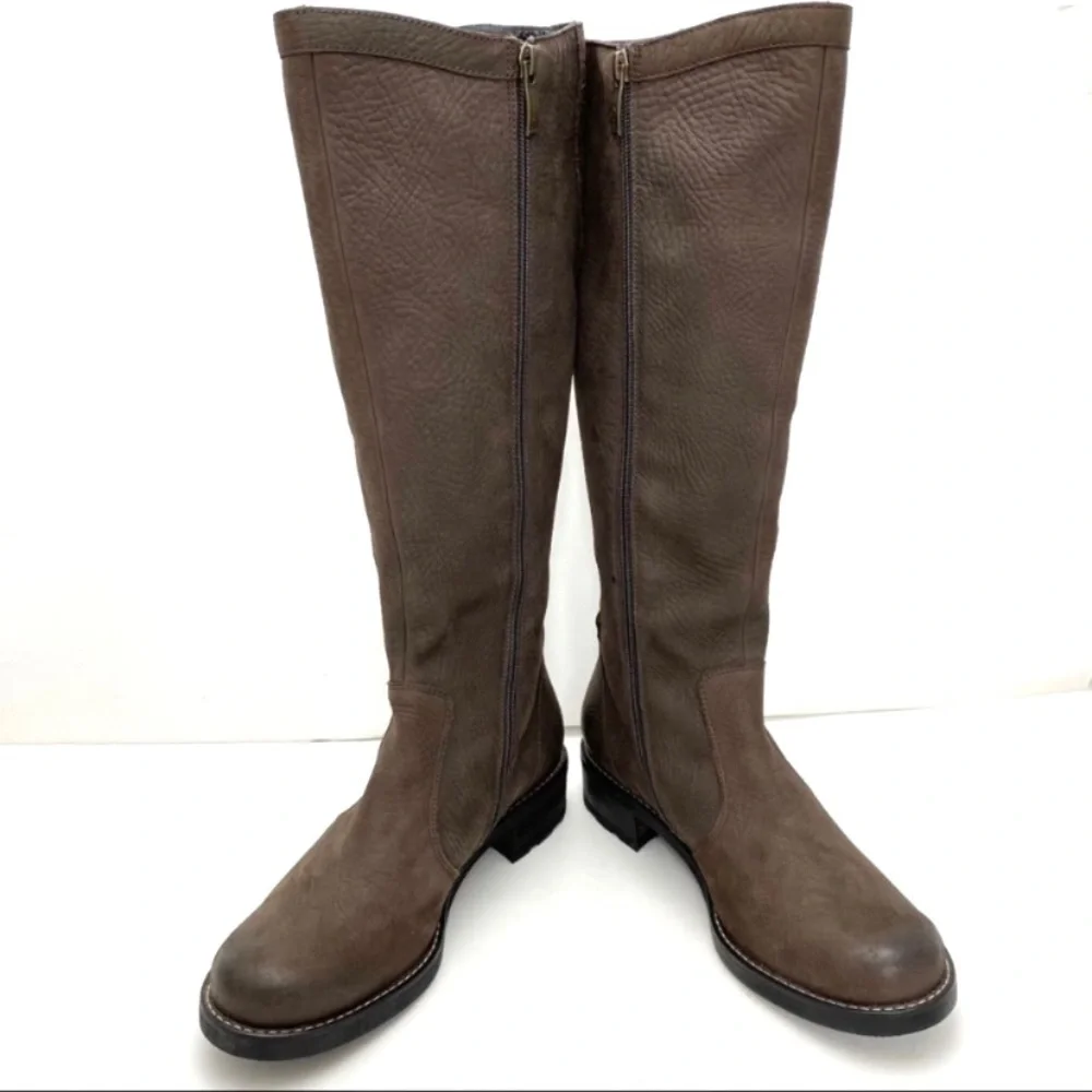 Paul Green Andy High Shaft Knees High Riding Boot in Brown Nubuck Leather